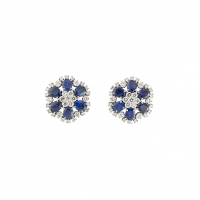 White Gold Diamond and Sapphire Earrings